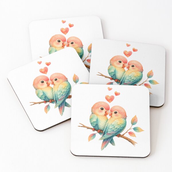 Item preview, Cute Lovebirds Couple Romantic Bird Love Art designed and sold by teeperfect.