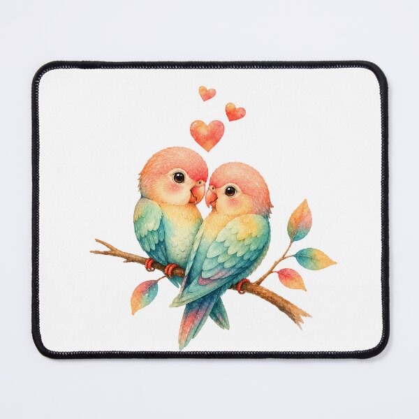 Item preview, Cute Lovebirds Couple Romantic Bird Love Art designed and sold by teeperfect.