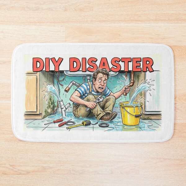Item preview, DIY Disaster - Plumbing Fail Funny Cartoon designed and sold by Petringo.