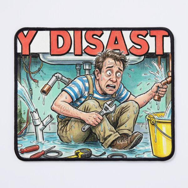 Item preview, DIY Disaster - Plumbing Fail Funny Cartoon designed and sold by Petringo.