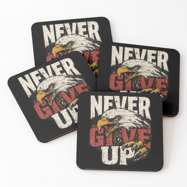 Item preview, Never Give Up Bald Eagle Motivation Vintage Distressed Typography designed and sold by Dreamy fantasy design.
