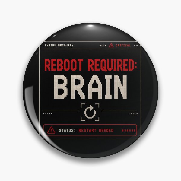 Item preview, Reboot Required: Brain – Retro System Recovery Humor Design designed and sold by Mad Factory Designs.