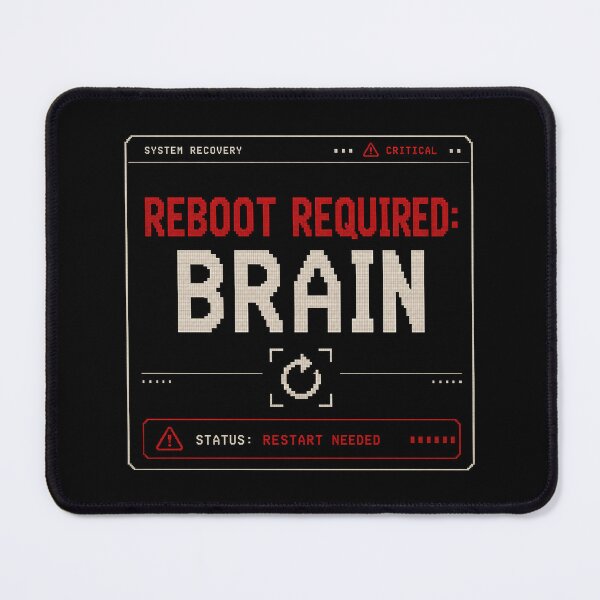 Item preview, Reboot Required: Brain – Retro System Recovery Humor Design designed and sold by Mad Factory Designs.
