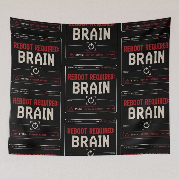 Item preview, Reboot Required: Brain – Retro System Recovery Humor Design designed and sold by Mad Factory Designs.
