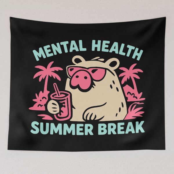 Item preview, Neon Capybara Mental Health Summer Break Aesthetic designed and sold by MavtM.