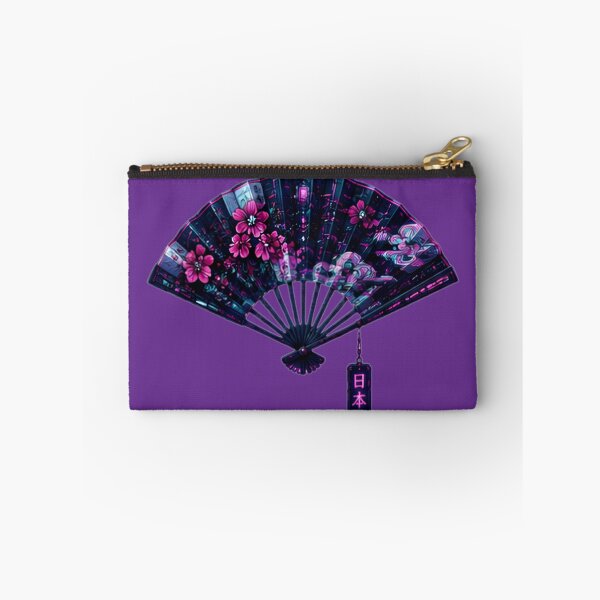 Item preview, Cyber Nihon — Neon Japanese Fan with Sakura & Robot designed and sold by kummo-0319.
