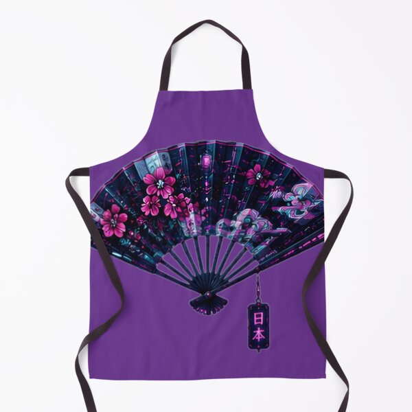 Item preview, Cyber Nihon — Neon Japanese Fan with Sakura & Robot designed and sold by kummo-0319.