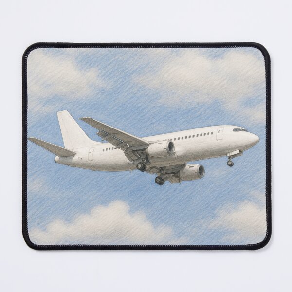 Item preview, Commercial Airliner in Flight Pencil Illustration designed and sold by EMairplanes.