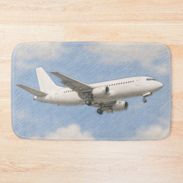 Item preview, Commercial Airliner in Flight Pencil Illustration designed and sold by EMairplanes.