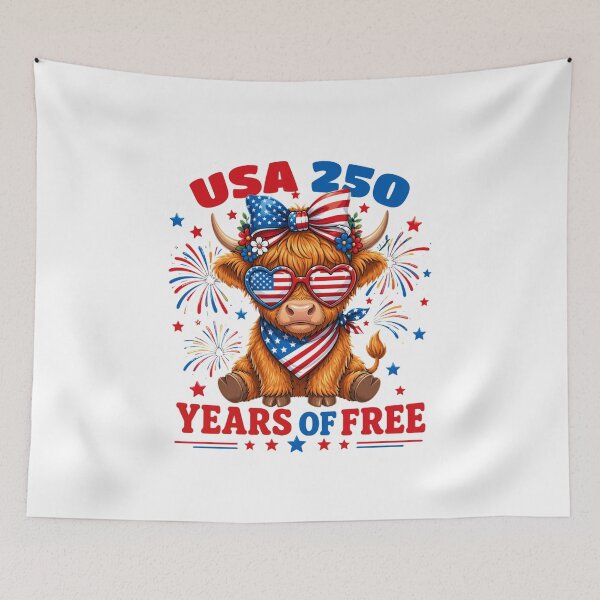 Item preview, USA 250 Years Highland Cow Patriotic 4th of July designed and sold by Color World.