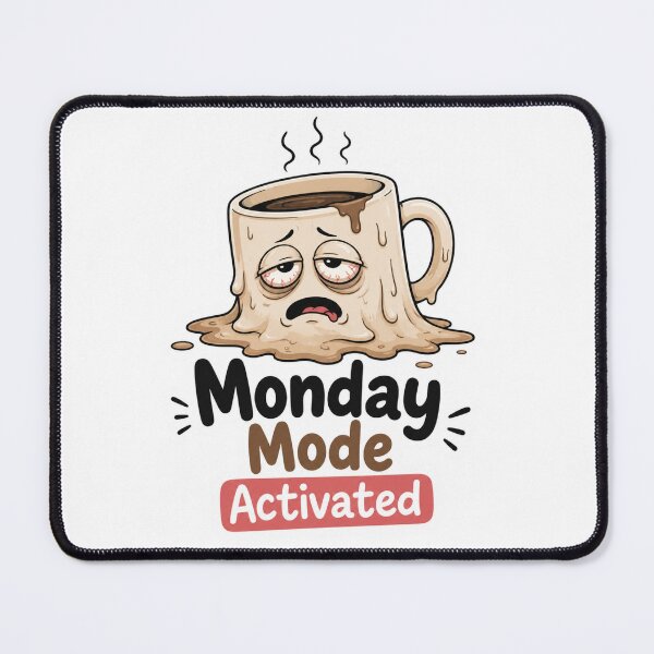 Item preview, Monday Mode Activated – Exhausted Melting Coffee Mug Sticker designed and sold by Rosa Studio.