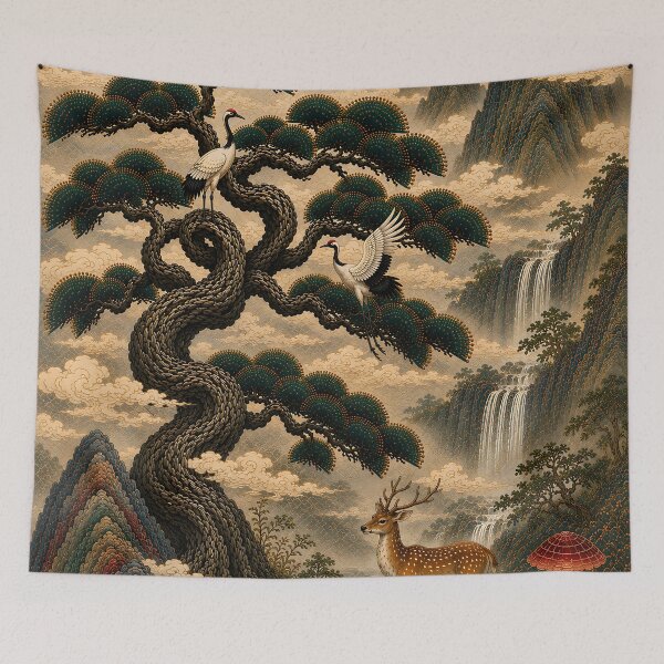 Item preview, Korean Sipjangsaeng Pine Tree Art | Traditional Minhwa Ten Symbols of Longevity designed and sold by K-Tradition.