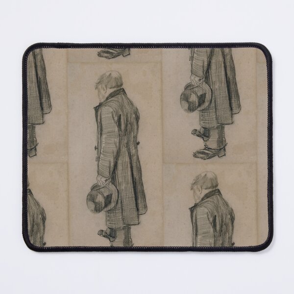Item preview, Standing Man Holding Hat Pencil Sketch designed and sold by artofuniverse.