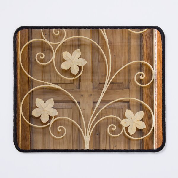 Item preview, Wrought Iron Floral Grille Panel On Wooden Door With Vintage Decorative Scrollwork designed and sold by Nmallia.