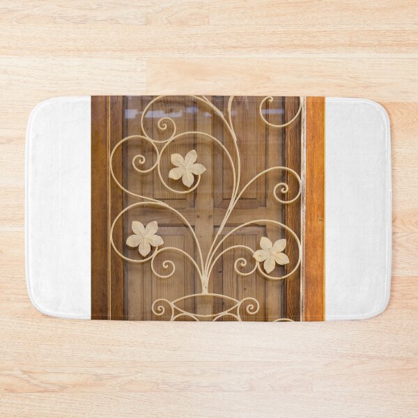 Item preview, Wrought Iron Floral Grille Panel On Wooden Door With Vintage Decorative Scrollwork designed and sold by Nmallia.