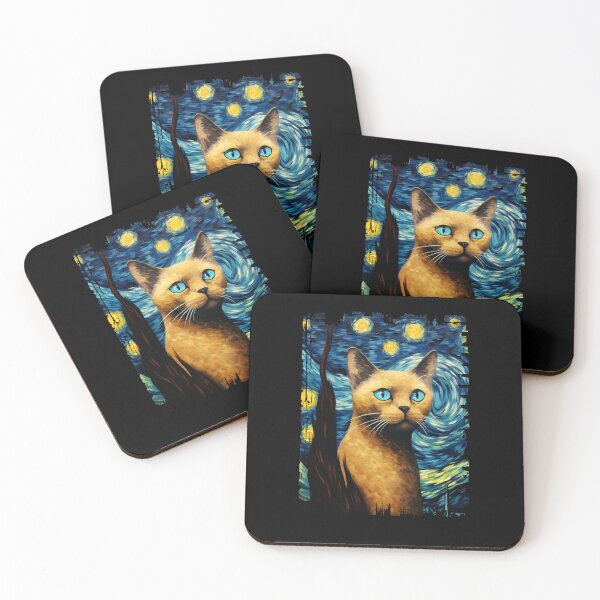 Item preview, Funny Burmese Cat Starry Night Illustration Mom Dad Kids designed and sold by rafaeltto.