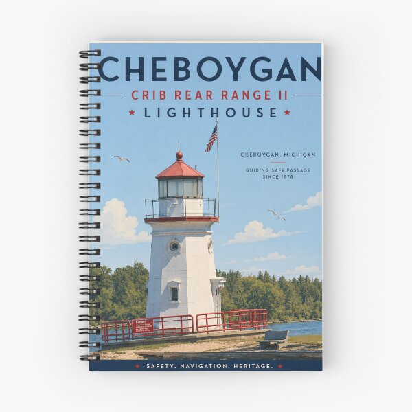 Item preview, Cheboygan Lighthouse Travel Poster designed and sold by greatlakesimage.