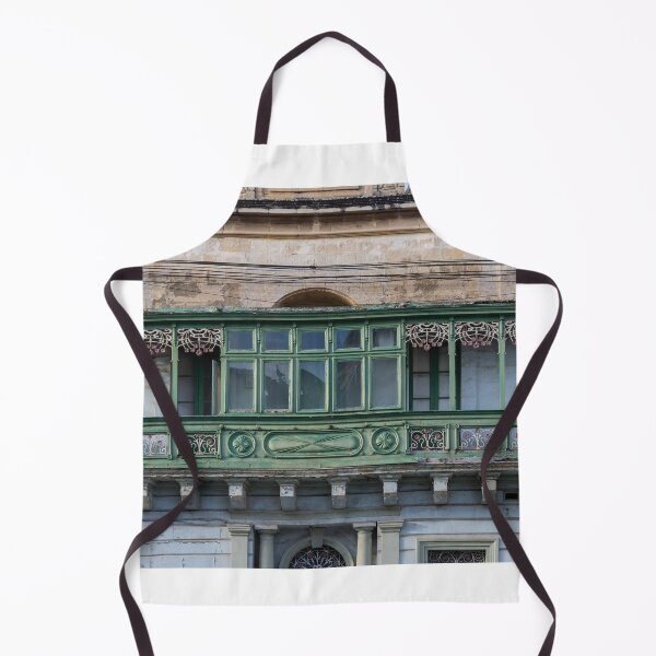 Item preview, Green Maltese Enclosed Balcony With Ornate Ironwork on Historic Limestone Facade designed and sold by Nmallia.