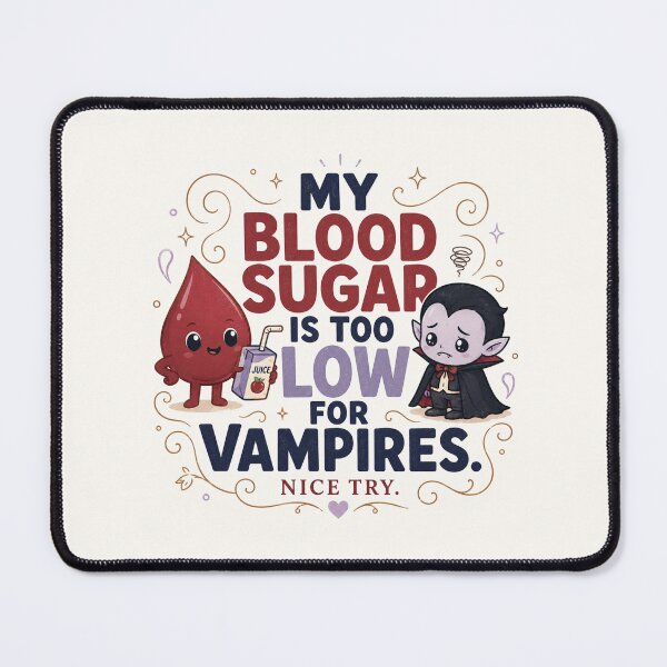 Item preview, My Blood Sugar Is Too Low for Vampires - Funny Reactive Hypoglycemia Design designed and sold by BlackSector77.