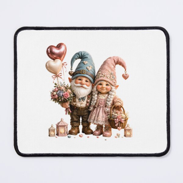 Item preview, Whimsical Valentine Gnome Couple with Heart Balloons and Flowers Cute Romantic Illustration designed and sold by Celebrate & Sparkle.