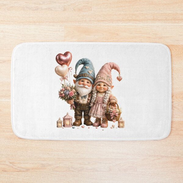 Item preview, Whimsical Valentine Gnome Couple with Heart Balloons and Flowers Cute Romantic Illustration designed and sold by Celebrate & Sparkle.