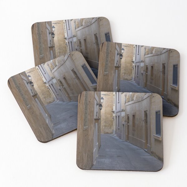 Item preview, Quiet Narrow Stone Alleyway Between Historic Buildings With Wall Lanterns And Mediterranean Character designed and sold by Nmallia.