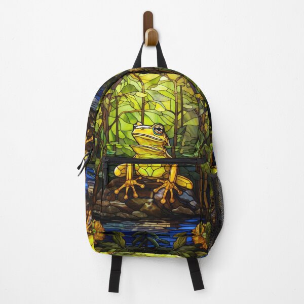 Item preview, Stained Glass Tree Frog Jungle Pond Window designed and sold by pinkal.