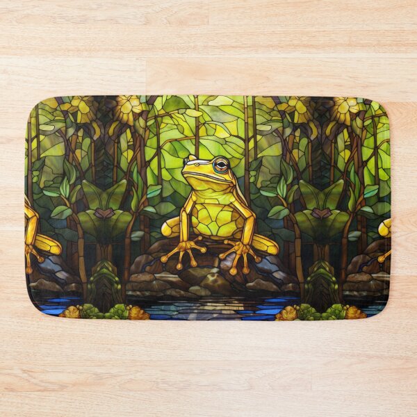 Item preview, Stained Glass Tree Frog Jungle Pond Window designed and sold by pinkal.