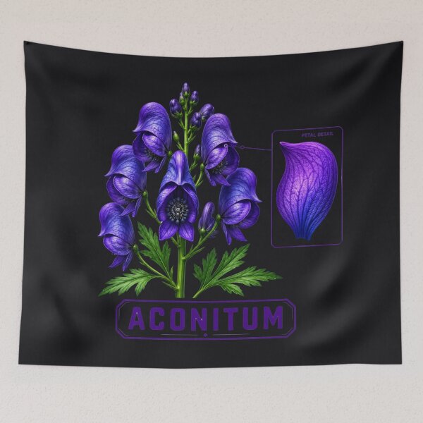 Item preview, Vibrant Dark Botanical Wolfsbane Anatomy designed and sold by MarVan-Prints.