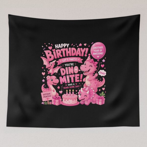 Item preview, Pink Dino-Mite Birthday Girl Dinosaur Party Cute Princess Dino Birthday T-Shirt designed and sold by Celebrate & Sparkle.