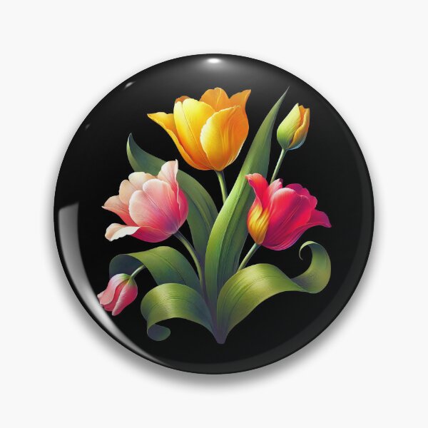 Item preview, Elegant Red Yellow Pink Tulip Bouquet Bloom  on Black Shapes Mania designed and sold by Shapes-Mania.