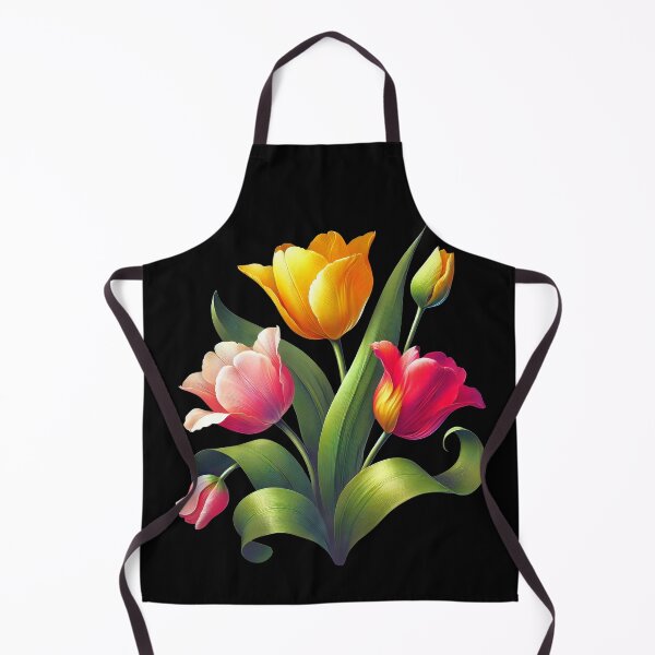 Item preview, Elegant Red Yellow Pink Tulip Bouquet Bloom on Black Shapes Mania designed and sold by Shapes-Mania.