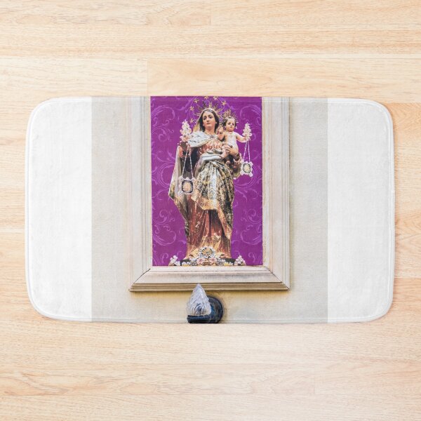 Item preview, Framed Virgin Mary Madonna And Child Statue On Wall With Decorative Lamp designed and sold by Nmallia.