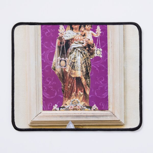 Item preview, Framed Virgin Mary Madonna And Child Statue On Wall With Decorative Lamp designed and sold by Nmallia.