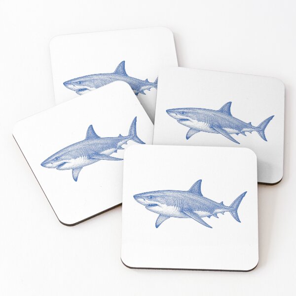 Item preview, Vintage Blue Shark Coastal Illustration designed and sold by BrandyandBeyond.