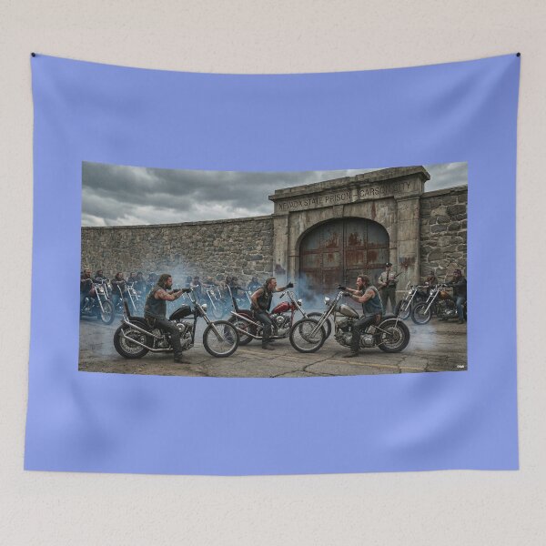 Item preview, BIKERS AWAIT THE RELEASE OF A MEMBER CARSON PRISON NEVADA 60S designed and sold by VERYOLDROAD BY AXTON BROWNING .