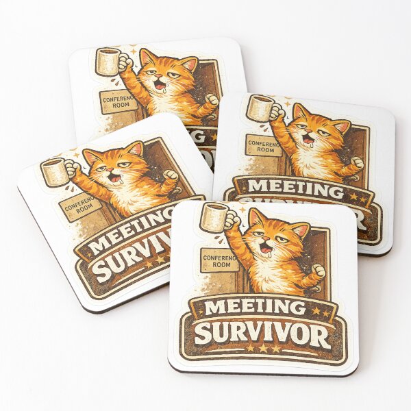 Item preview, Meeting Survivor Cat – Funny Office Humor Design designed and sold by Dada-arts.