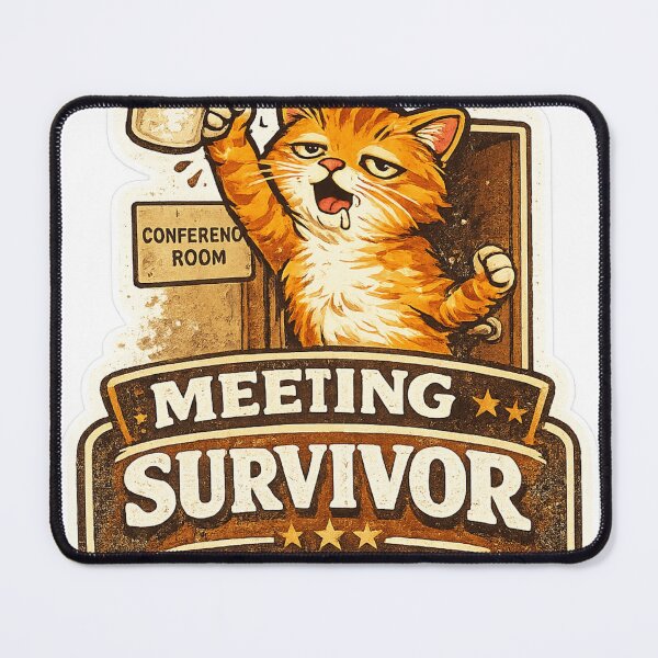 Item preview, Meeting Survivor Cat – Funny Office Humor Design designed and sold by Dada-arts.