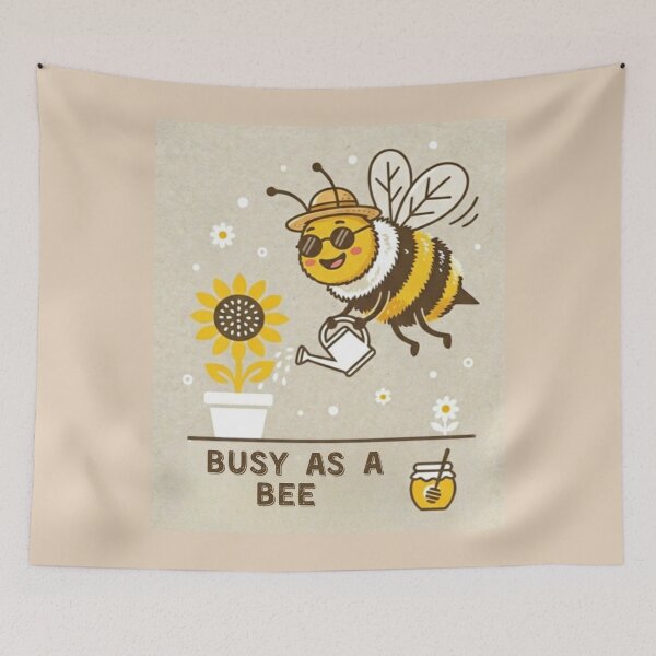 Item preview, Busy As A Bee Cute Gardening Sunflower Illustration designed and sold by HALYNA070824.