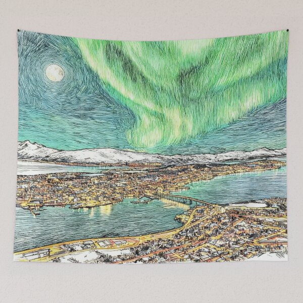 Item preview, Northern Lights (Aurora Borealis) over Tromsø designed and sold by sid1802.