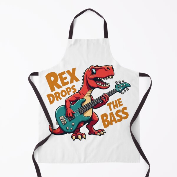 Item preview, Red Tyrannosaurus Rex Playing Bass Guitar Rex Drops The Bass designed and sold by Prints by Mat.