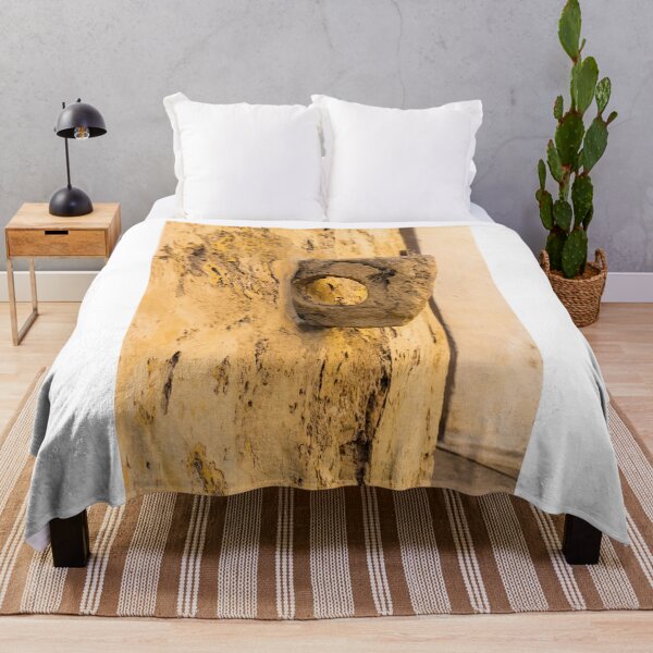 Item preview, Weathered Stone Wall With Circular Hole Detail On Ancient Yellow Plastered Architectural Facade designed and sold by Nmallia.