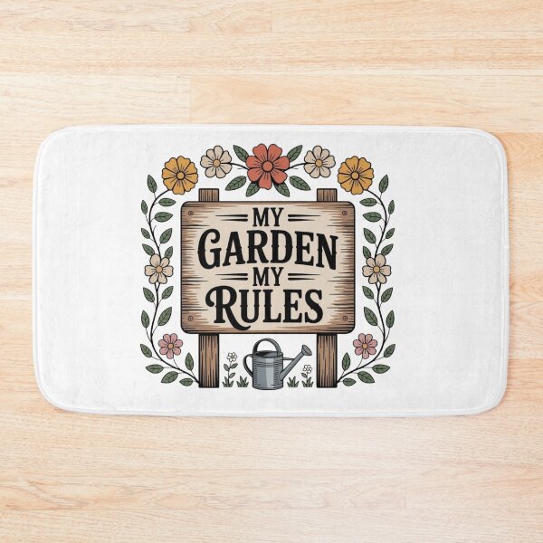 Item preview, My Garden My Rules Floral Wooden Sign Illustration designed and sold by DariaOltes.