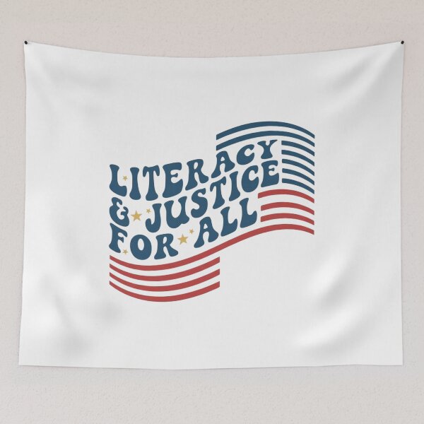 Item preview, Literacy And Justice For All, American Flag, Reading Teacher, Equality Teacher, School Librarian Gift, Book Lover designed and sold by toongstudio.