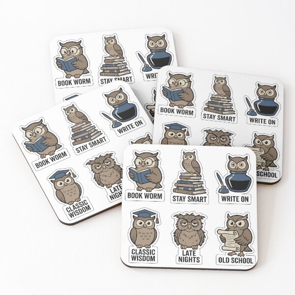 Item preview, Retro Owl Book Sticker Pack - Vintage Library & Wisdom Puns designed and sold by SimpleP.