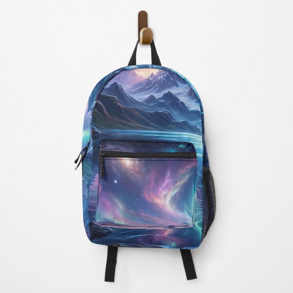 Item preview, Cosmic Aurora Mountains: Vibrant Galaxy Lake Landscape designed and sold by MoonwoodStudio.