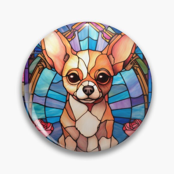 Item preview, Chihuahua Stained Glass Window Pink Rose Portrait designed and sold by pinkal.