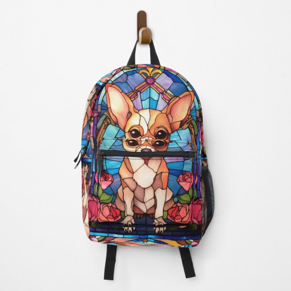 Item preview, Chihuahua Stained Glass Window Pink Rose Portrait designed and sold by pinkal.