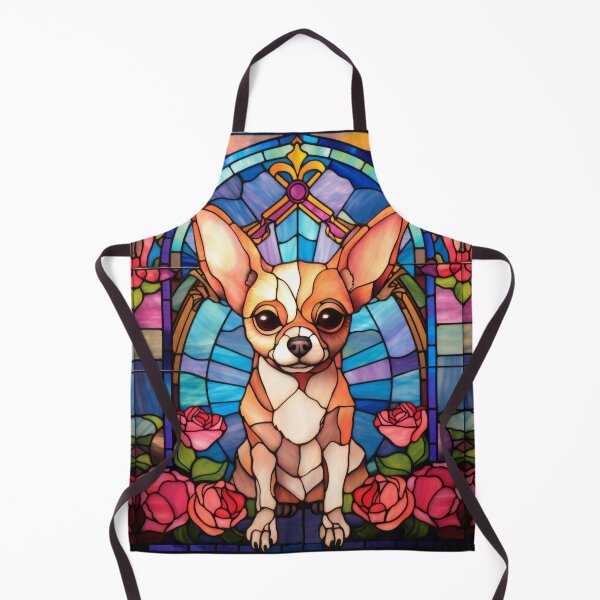 Item preview, Chihuahua Stained Glass Window Pink Rose Portrait designed and sold by pinkal.