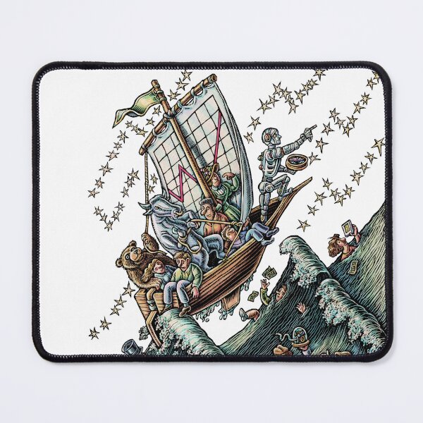 Item preview, Robot (AI) is steering a ship representing the stock market  designed and sold by LisaHaney.
